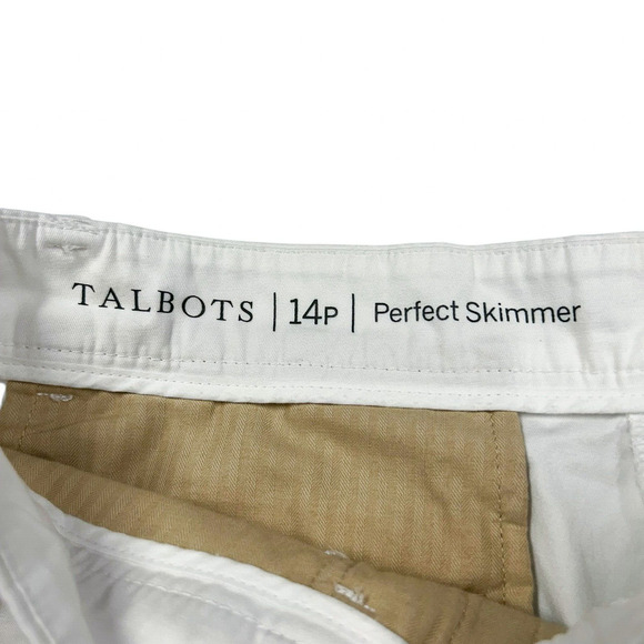 Talbots Women's White "Perfect Skimmer" Pants Size 14P Capris Culottes Ankle - Picture 4 of 7